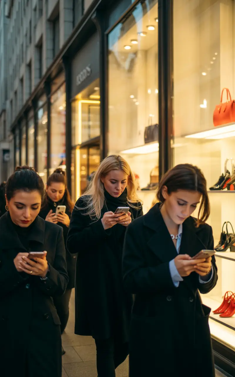 Persone che ignorano una vetrina